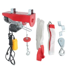 Miniature Electric Hoist 440 LBS Crane Winch with Wired Remote Control 510W 110V
