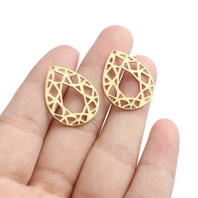 10Pcs Raw Brass Open Water/Tear Drop Charms Pendant DIY