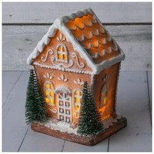 Light Up Gingerbread House Christmas Figurine 7"