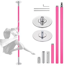 Xcceries 9.25 Ft Stripper Pole 45mm Silicone Spinning Static Dancing Pole, Pink