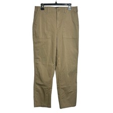 Lands End Womens Khaki Straight Leg Casual Pants Size 12 Cotton Blend Casual