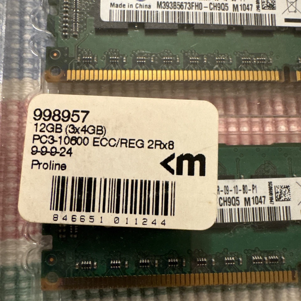 mushkin Proline 998957 3x4GB (12GB Total) PC3-10600 ECC/REG 2Rx8 1.5v - Image 2 of 4