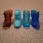 Vintage Fenton Glass Daisy & Button Cat Head Slipper Shoe Lot of 4