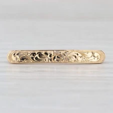 Vintage Ornate Floral Bar Pin 14k Yellow Gold