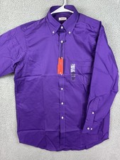 Izod Shirt Mens15.5 32/33 Purple Classic Fit Stretch Button Down Long Sleeve New