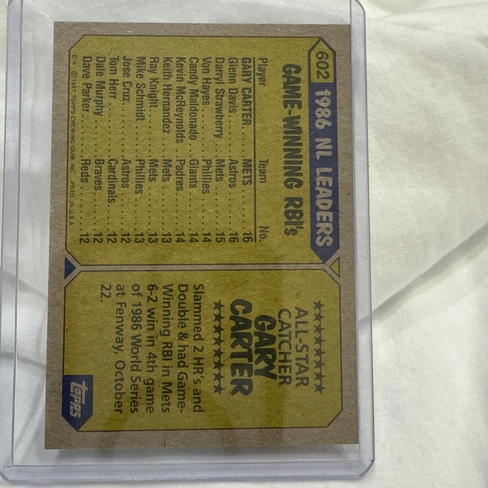 1987 Topps #602 Gary Carter mint condition  - Image 4 of 4