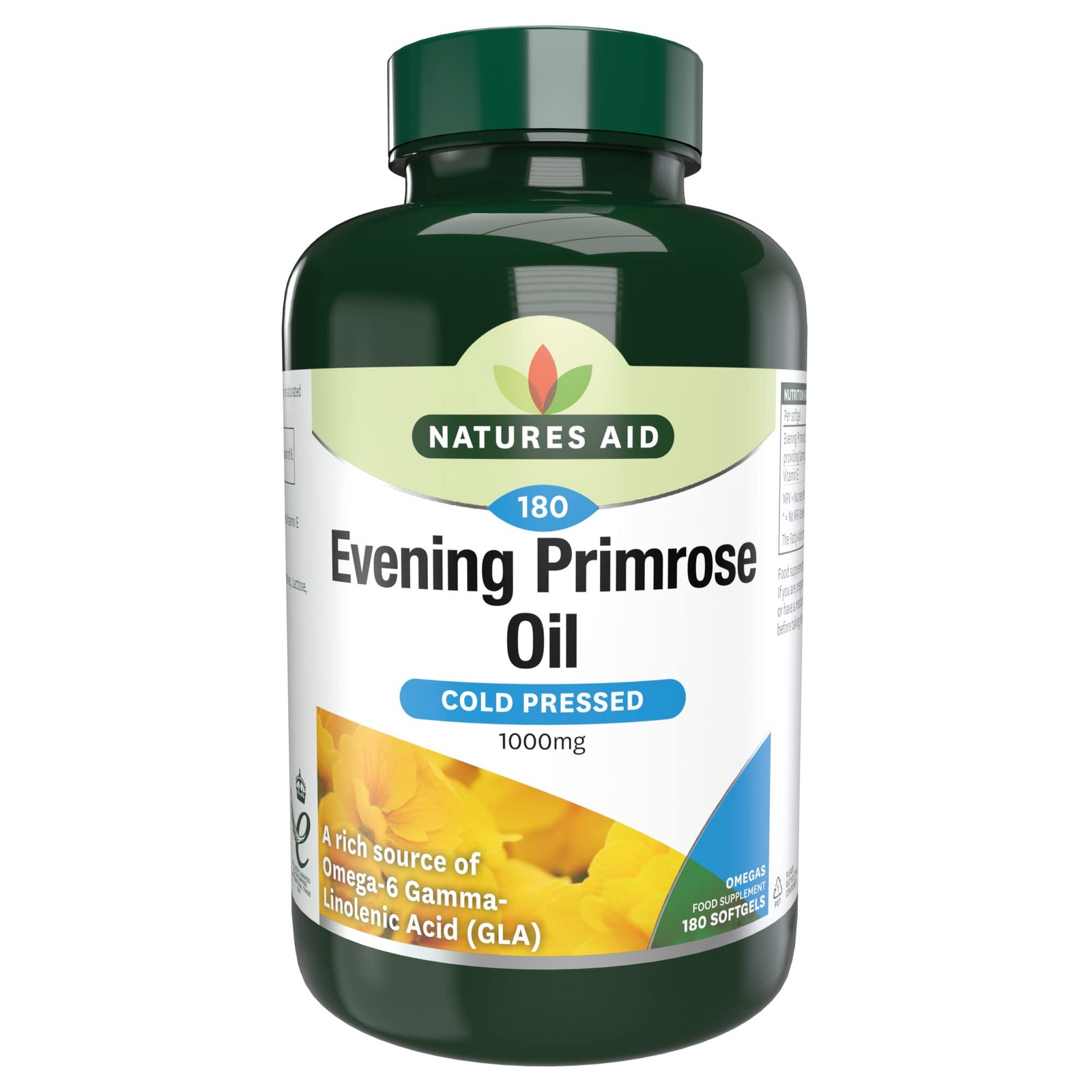 Natures Aid Evening Primrose Oil 1000mg – Cold Pressed Omega-6 GLA – Supports Ho