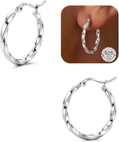 925 Silber Creolen Damen,Hypoallergene Twisted Ohrringe