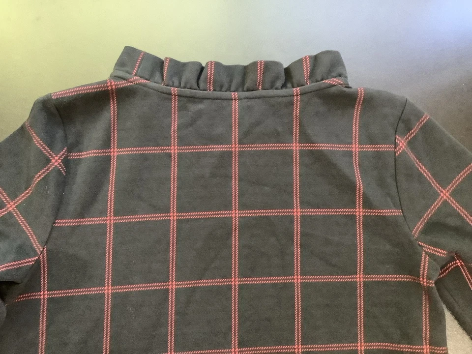 Ann Taylor LOFT Size Large Womens Black Red WIndow Pane Stripe Sweater Mock Neck - Image 3 of 4