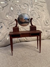 "Tocador de madera vintage para casa de muñecas tocador espejo muebles miniatura 4,75"""