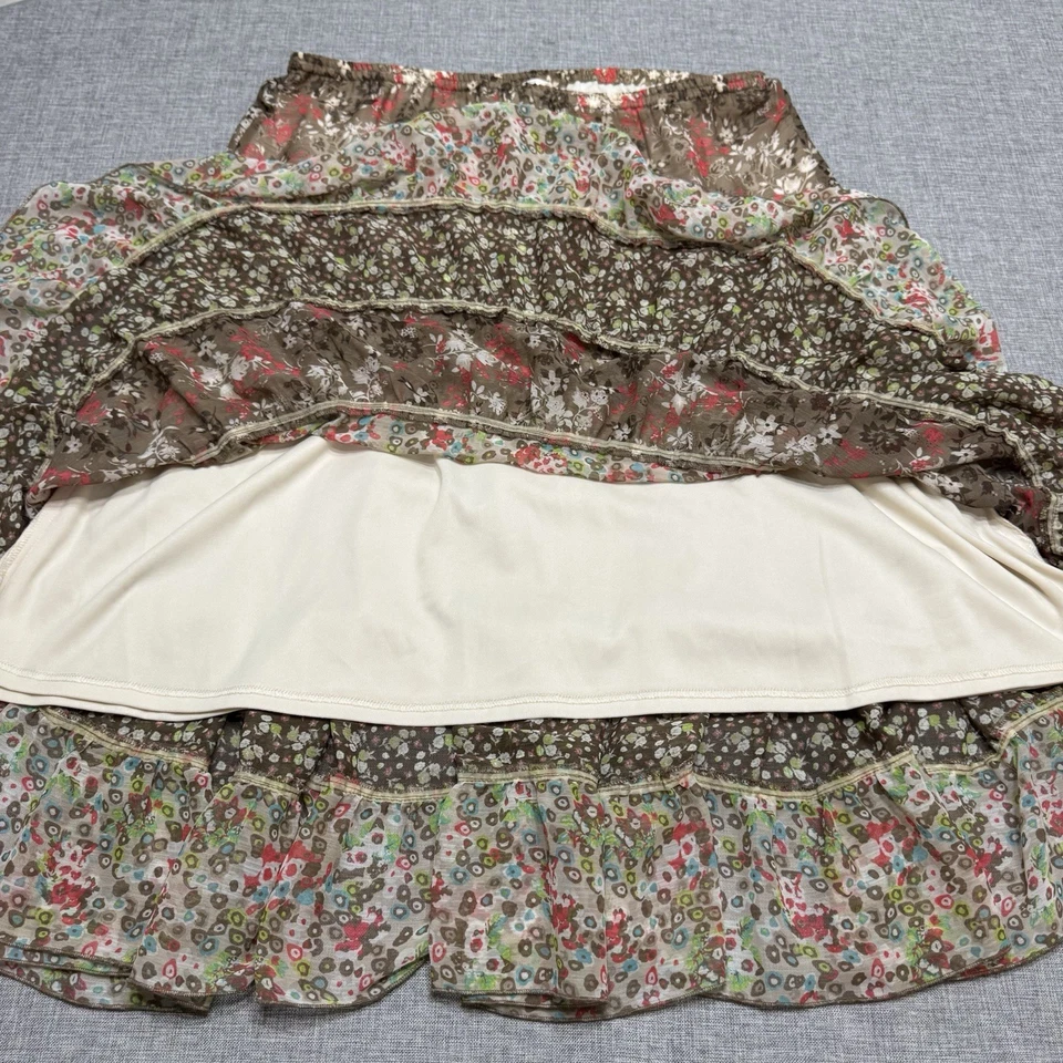 Falda Boho Midi Christopher & Banks XL En Niveles Floral Gasa Pradera Campesina Foto 4 de 4