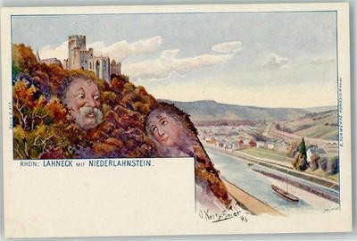 13273688 - 5427 Niederlahnstein Lahneck sign. O. Kretschmar 1898
