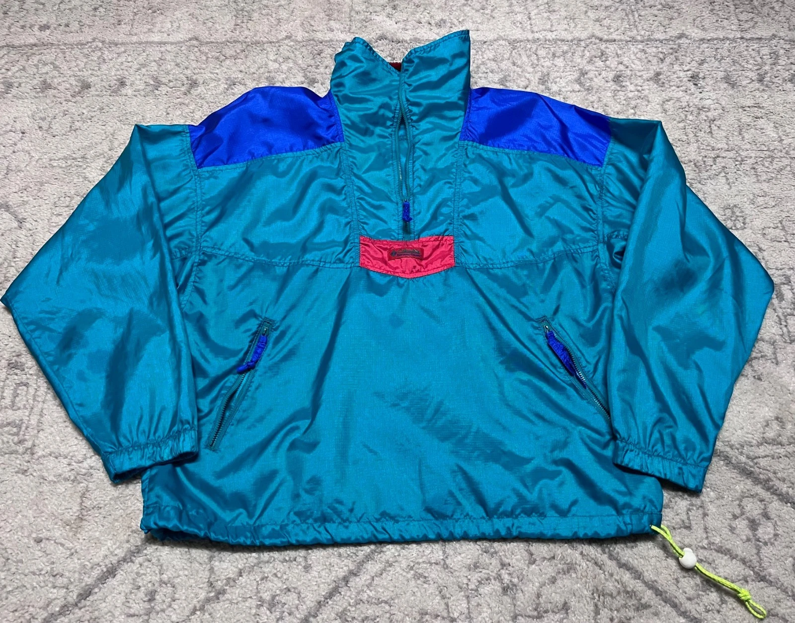 Vintage Columbia Pullover Jacket Mens Medium Windbreaker Radial Sleeve 90s