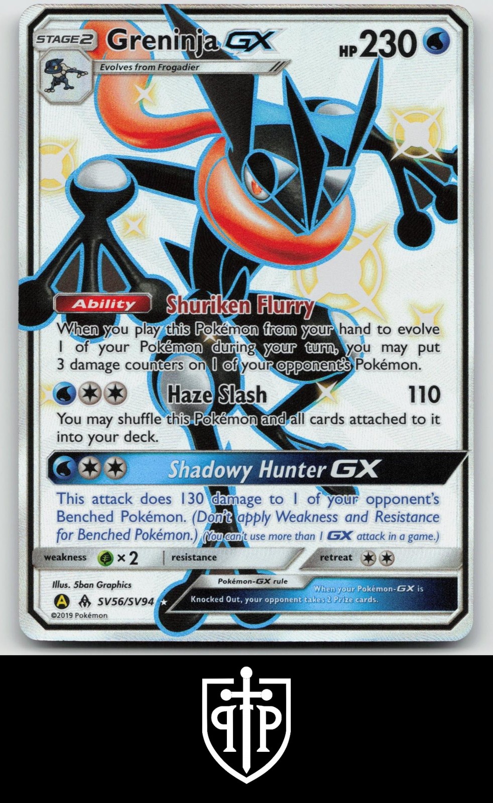 Pokemon - Greninja GX SV56/SV94 Hidden Fates Shiny Vault - Shiny GX Rare - NM