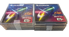 Lot of 8 Zip Drive Disks 100MB - Iomega/Fujifilm w Storage Cases Disk Holder