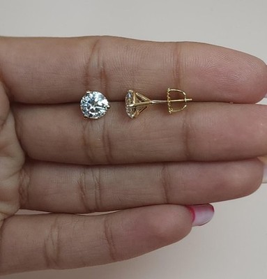18 Kt Gold 6 Kt 3 Krappen IGI-zertifiziert Laborgezüchtet Martini Diamant Ohrstecker