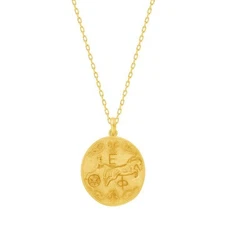 Yellow Gold Plated Sterling oval horse coin pendant