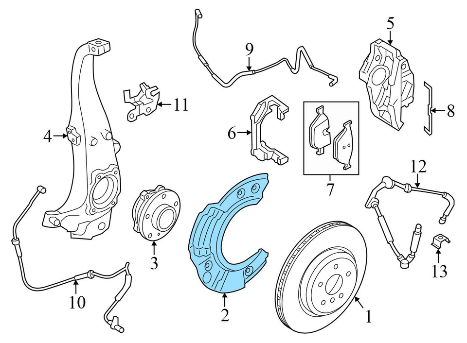 2014-2019 BMW 640I XDRIVE GRAN COUPE - Freio dianteiro direito DUST / Splash Shield - Imagem 3 de 4