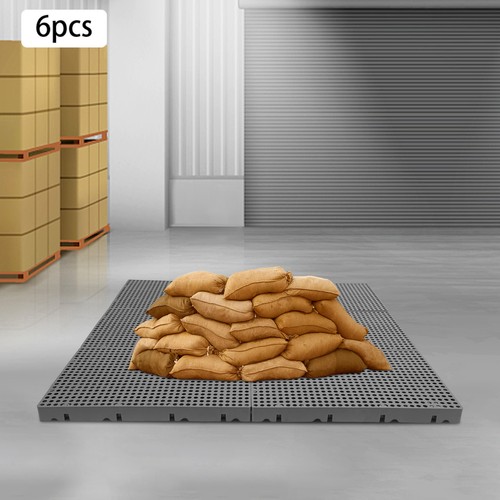 6pz Pavimento Pallet Antiumidità Stoccaggio Pad Traspirante Foro Rotondo Ventilazione - Foto 3 di 17