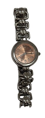Claremont Quartz Analog Wristwatch Silver Tone Metal Expansion Band Pink Dial