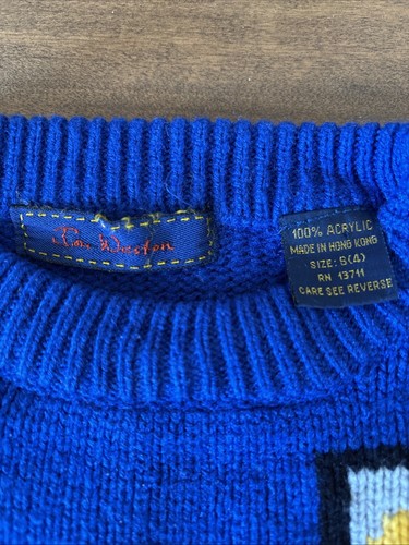 Vintage Primary Color 1990s Jon Weston Boys Sz 4 Sweater With Car And Stoplight - Picture 5 of 5