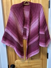VTG Handmade Boho Granny Triangle Shawl Wrap Crochet Ombr  Purple Passion