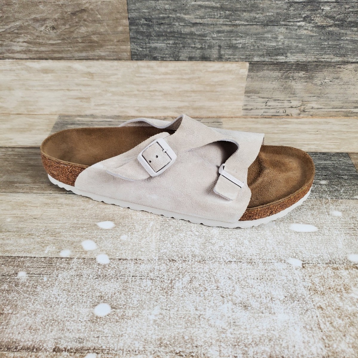 Birkenstock Zurich Slide Sandals Mens 10 Antique White Suede