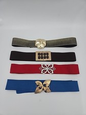 Lot of 4 Vtg 80's 90's Womens Stretch Belts Wide Retro Glam 32" Size Small