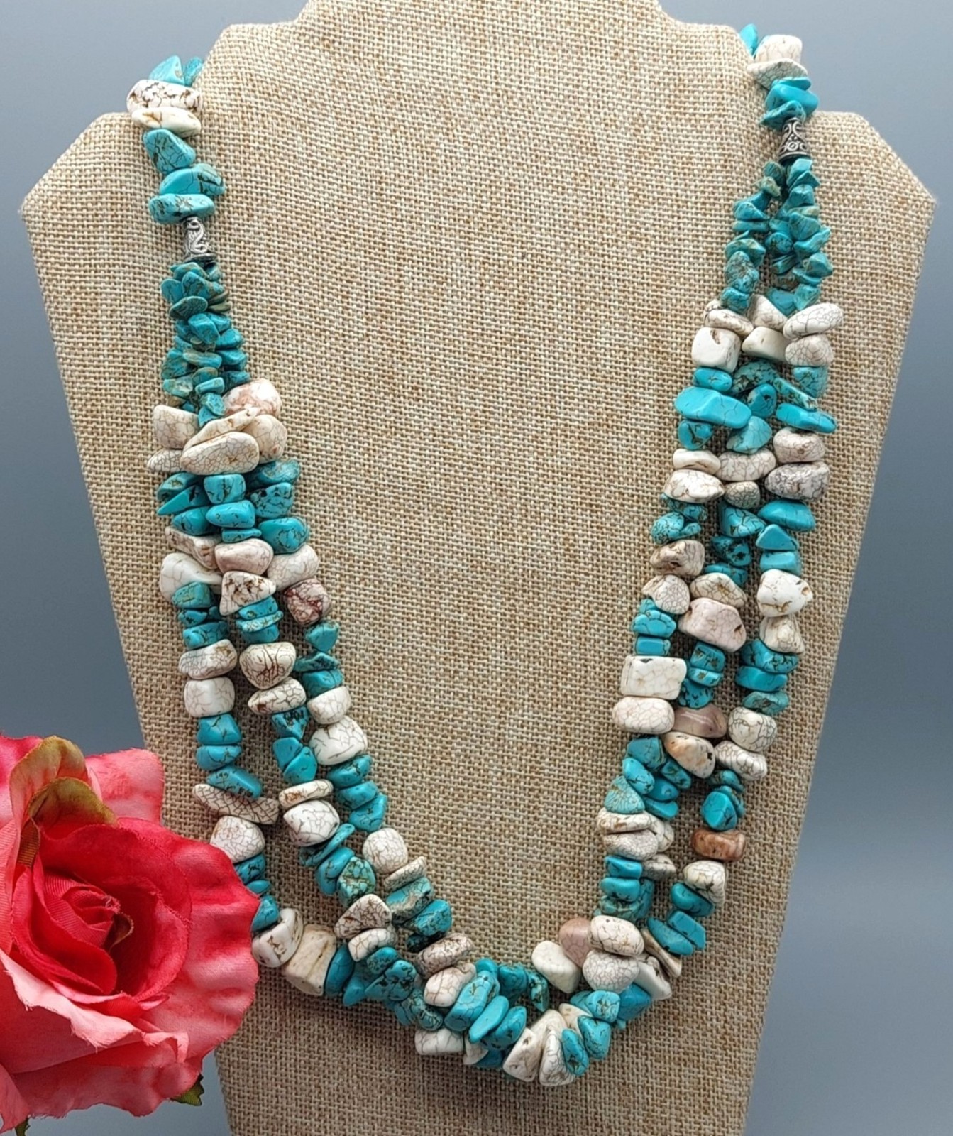 Artisan Boho Multi Strand Statement Necklace Hoop… - image 3