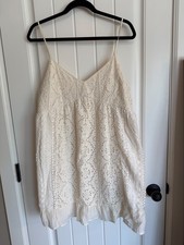 American Eagle Cream Eyelet Embroidered Mini Dress Large Cottagecore 100% Cotton