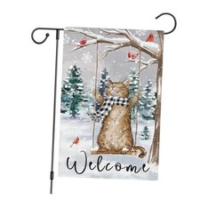 Welcome Garden Flag 12x18 Double Sided, Burlap Small Snow 12x18 Inch Winter
