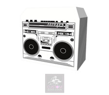 Boombox Stereo *WHITE* Lycra DJ Booth Cover