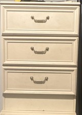 Beige Painted Wood Chest of Drawers 3 Drawer Brass Handles 50x50x70cm