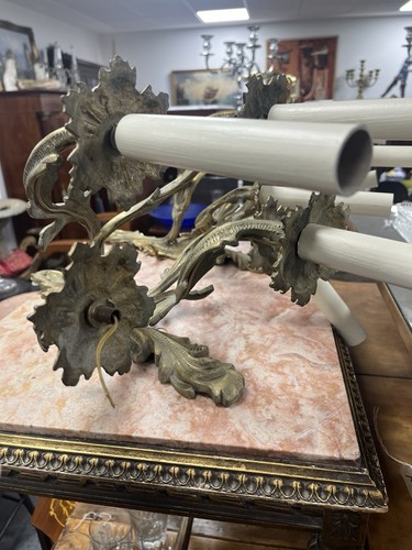 Very Large Pair of 5 Arm Antique French Rococo Bronze Wall Lights Sconces H:62cm - Picture 8 of 9