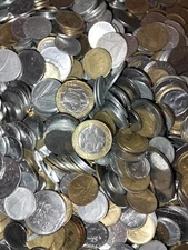 LOTTO LIRE MONETE- 1 KG -REPUB ITALIA- 1000 Bimetalliche- Una Parte FDC Rotolino