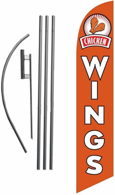 Chicken Wings Restaurant Advertising Feather Banner Swooper Flag Sign with...