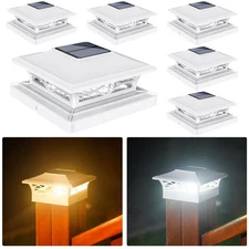 2/4/6 Pack Solar Post Deck Cap Lights Outdoor Garden Fence Landscape Lamp Vinyl