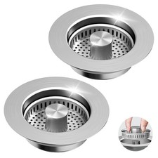3 in 1 Kitchen Sink Drain Strainer  Sink Stopper, 304 Stainless Steel Pop Up...
