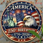 Vintage America 250th Birthday Metal Sign Liberty Eagle 4th July Porch Decor