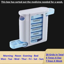 Weekly Pill Organizer 4 Times A Day Pill Box Container 7 Days Medicine Pill Case