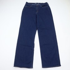 Old Navy Jeans Womens 14 Tall Wide Leg High Rise Dark Blue Stretch Denim
