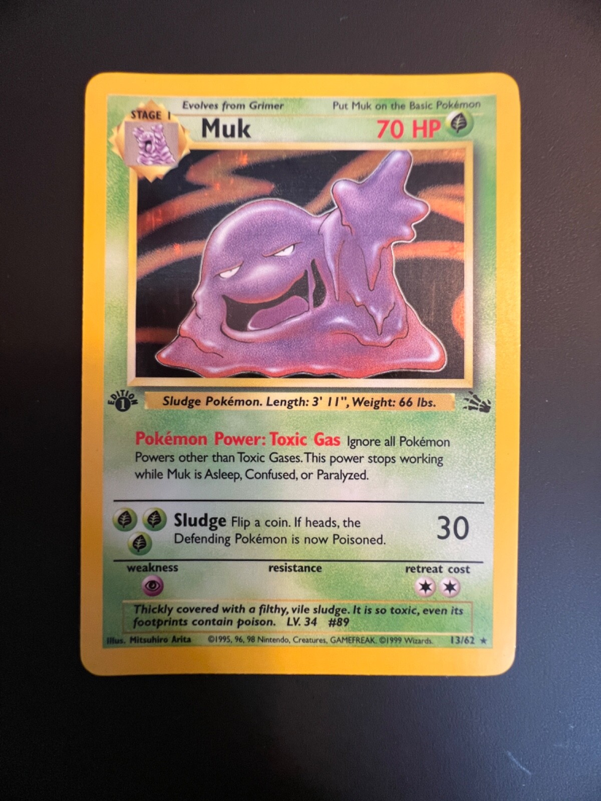 Pokemon Muk 13/62 Fossil - 1st Edition Holo MP
