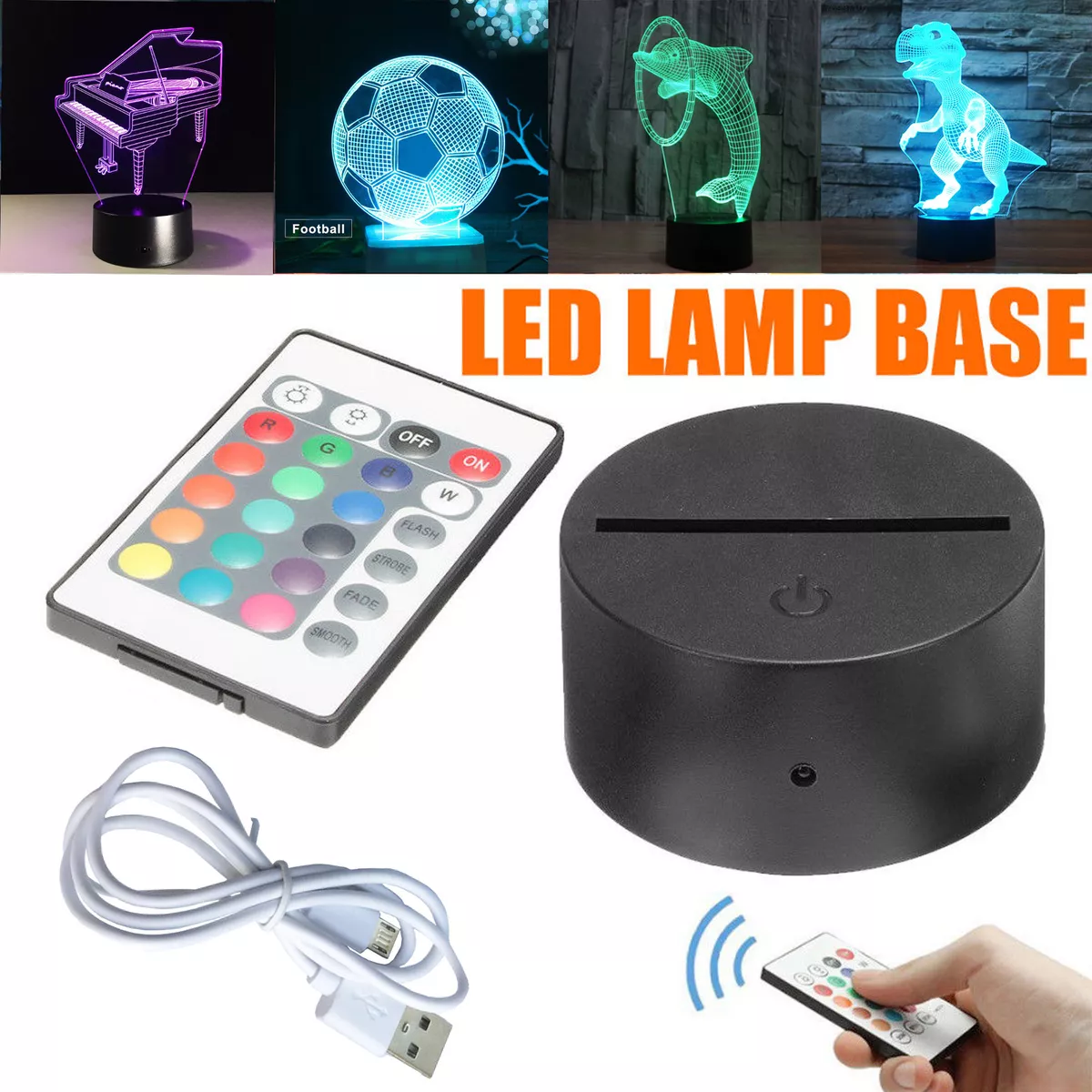 Touch 7 Color LED Lamp Base For 3D Illusion Acrylic Light Panels