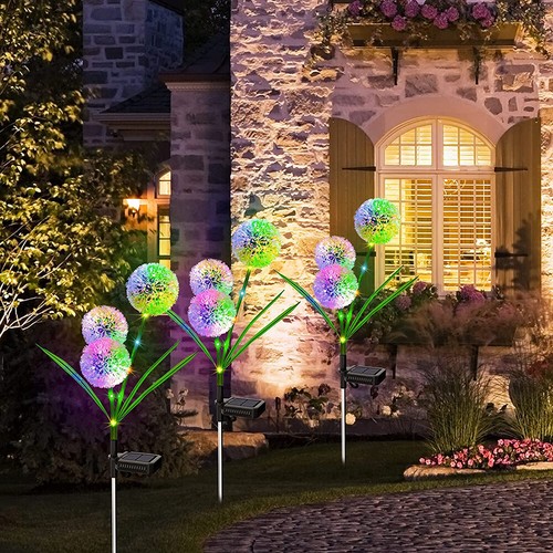 4x LED Solar Pusteblume Gartenleuchte Solarleuchte Solarlampe Terrasse Deko IP65 - Picture 13 of 25