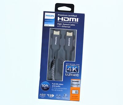 PHILIPS Premium Certified HDMI Elite High-Speed Cable with Ethernet 10ft