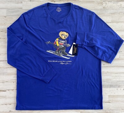 Polo Ralph Lauren Men's Ski Bear Shirt Royal Blue Big Tall LT