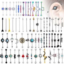 1x 14G Industrial Scaffold Barbell Surgical Steel Ear Cartilage Helix Piercing