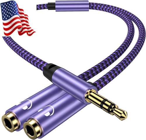 Headphone Splitter 3.5Mm Audio Stereo Y Splitter Aux Extension Braided Cable Mal - Picture 11 of 12