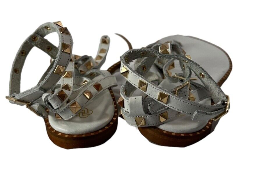 Genuine MAKIS KOTRIS handmade gladiator sandals 39 white gold