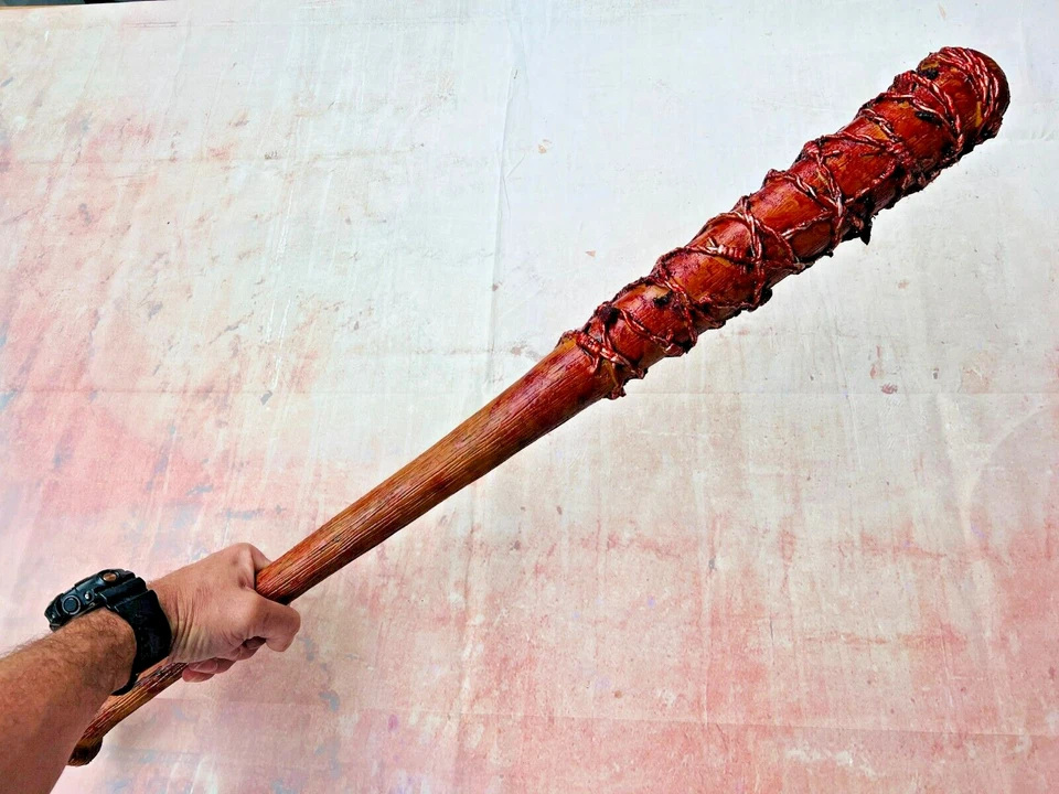 RUBBER JOHNNIES TM BLOODY BASEBALL BAT with BARBED WIRE NEGAN PU MOVIE PROP WALKING LUCILLE